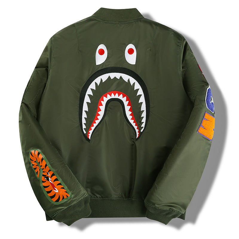 BAPE Varsity Jacket Shark Zipper Baseball Uniform Jacket Casual Jacket