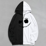 Smiley Face Hoodie Smiley Face Men and Women Stitching Casual Hoodie Sweater