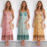 Beth Dutton Bohemian Dress Summer Spring Midi Dresses Summer Bohemian Strap Floral Dress