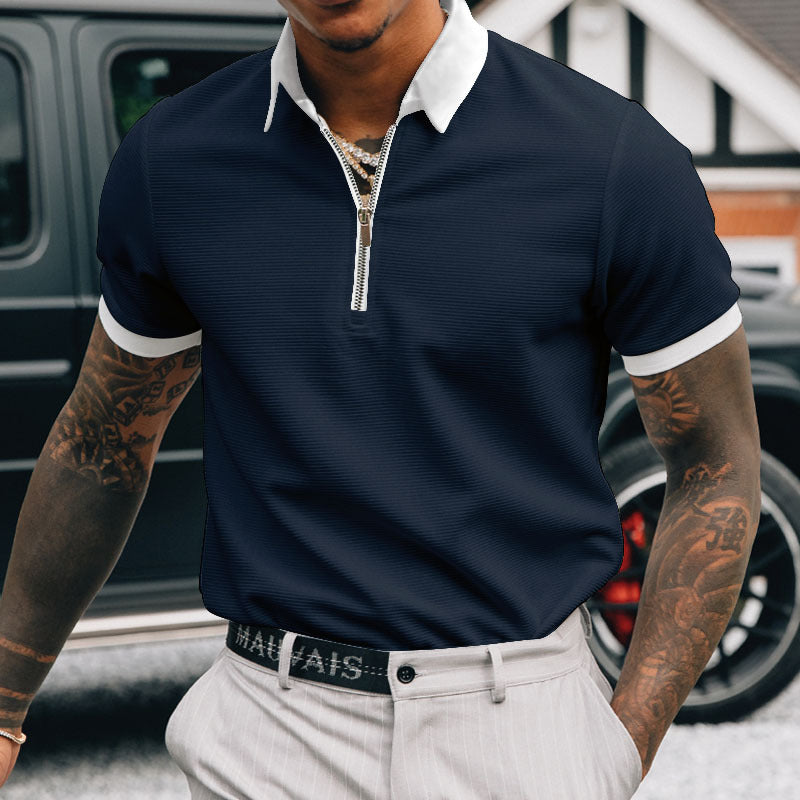 Polo Shirts Zipper Men's Polo Shirt T-shirt