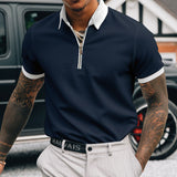 Polo Shirts Solid Color Polo Zipper Men's Polo Shirt T-shirt
