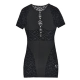 Kesha Black Dress Sexy Patchwork Hollow out See-through Women's Dress