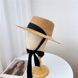 Straw Hat Sun Hat Women's Breathable Straw Sun Protection Wide Brim Top Hat
