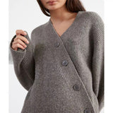 Preppy Aesthetic Outfits Autumn Leisure Wool V-neck Oblique Button Cardigan Women's Knitted
