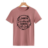 Beth Dutton Outfits Sorta Sweet Sorta Beth Dutton round Neck Casual Short Sleeve Loose plus Size Fashion T-shirt