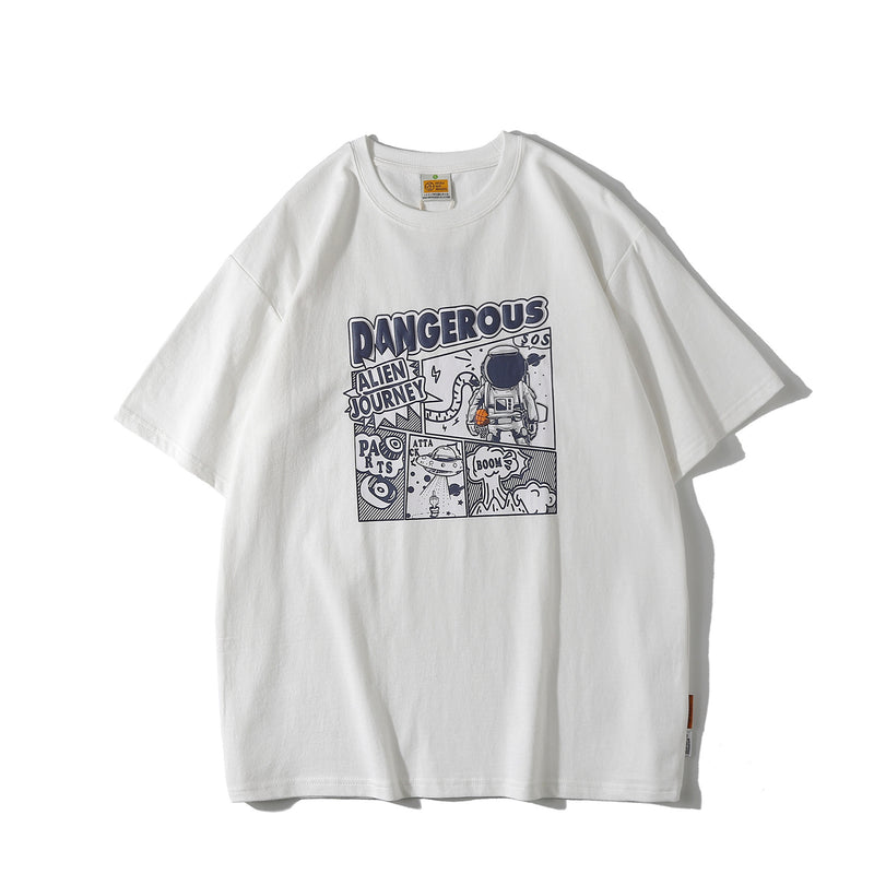 Man Summer T Shirt Round Neck Printed Half Sleeve Shirt