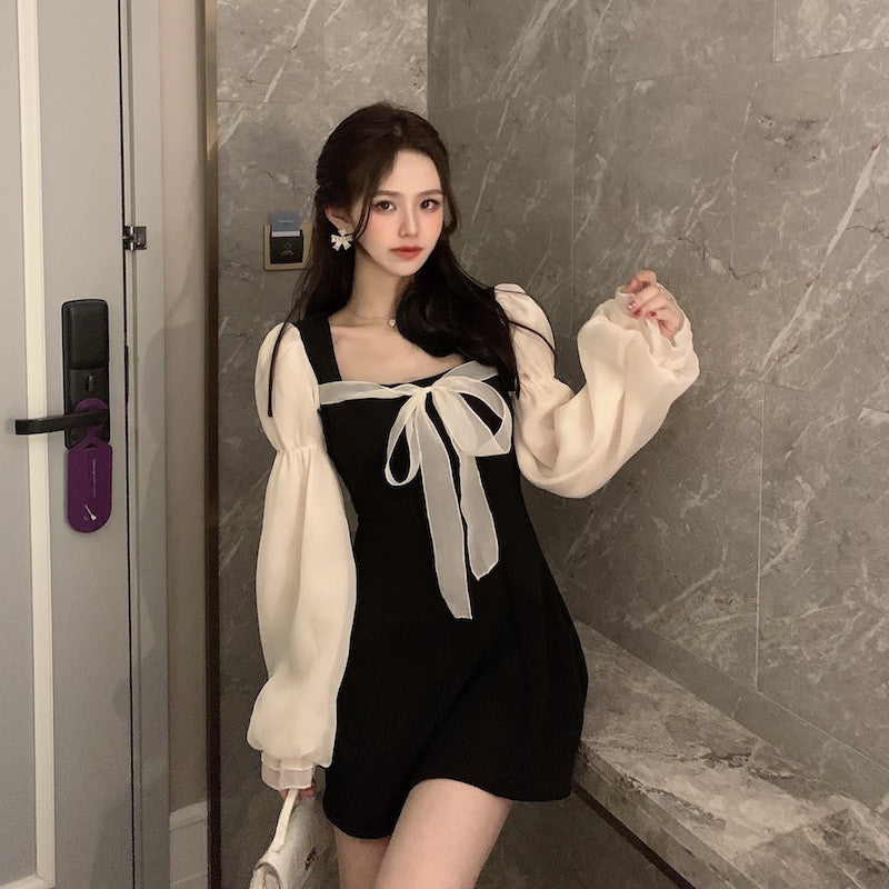 Fairy Dress Hepburn Style Retro French Little Black Dress Temperament Fairy Dress Spring and Autumn