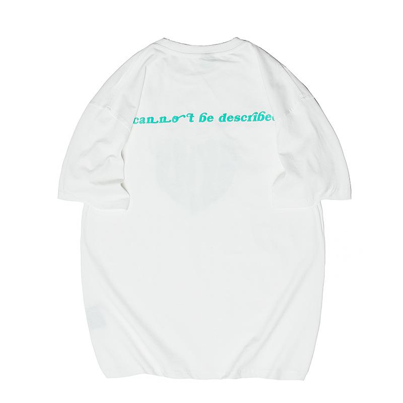 Men T Shirt Summer Casual Tops Men's Clothes Summer Wear Retro Men's round Neck Short Sleeve Casual Loose Peach Heart Letters Print T-shirt