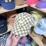 Vintage Check Baseball Cap Checkered Letters