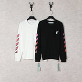 Off White Long Sleeve Round Neck Sweater Autumn And Winter Pattern Crew Neck Pullover Sweatshirt Pieces