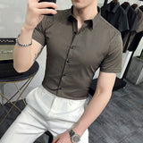 Men's Shirt Summer Men's Pinstripe Short-Sleeved Shirt