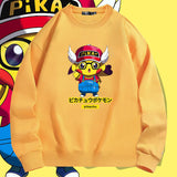 Men and Women Pokemon Pikachu Hoodie Pikachu round Guard Crew Neck Pullover Sweatshirt