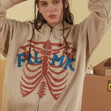 Skeleton Hoodie Skeleton Printed Zipper Jacket Cardigan Hoodie