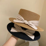 Straw Hat Sunlight Blocker for Summer Beach Flat-Top Cap