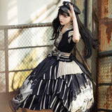 Gothic Lolita Harajuku Style Clothing Punk Lolita Dress Short Sleeve Op Retro Irregular Large Swing Dress