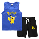 Children Pokemon Pikachu Tshirts & Shorts Vest Middle Pants Sports Casual Thin Two Pieces