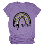 Boy Mama T Shirt Camouflage Leopard Print Rainbow Mother's Day T-shirt