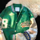 All Star Varsity Jacket Vintage PU Leather Embroidered Jacket