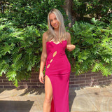 Music Festivals Rave Outfits Dress Sexy Hollow-out Backless Slim Fit Slit Dress