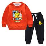 Children Pokemon Pikachu Hoodie & Pant Set Fleece Lined Padded Warm Keeping Winter Clothes Sweatershirt Suit