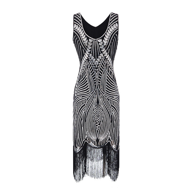 The Great Gatsby Prom Dresses Vintage Women's Sequined Dress Beaded Tassel Dress