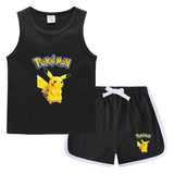 Children Pokemon Pikachu Tshirts & Shorts Casual Sports Sweat-Absorbent Suit Neutral