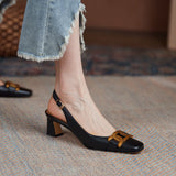 Nude Pumps Block Heel Sandals