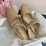 Nude Pumps Block Heel Sandals Summer Vintage High Heels