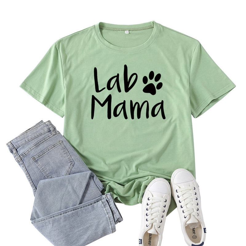 Boy Mama T Shirts Lab Mama Letter Print Short-Sleeve T-shirt