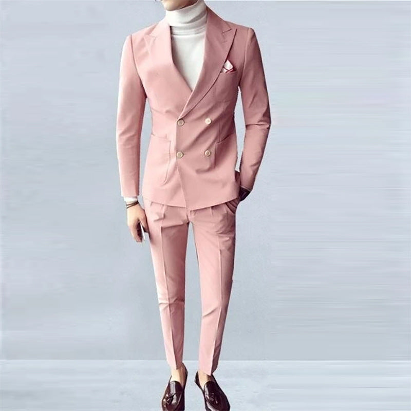 Double Brewed Seersucker Suit Solid Color Suit Big Collar Suit