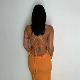 Music Festivals Rave Outfits Dress Summer Backless Slim Fit Sheath Dress for Women