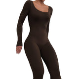 Fall Women's Clothing Sexy Low Cut High Waist Hip Lift Tight Casual Sports Fitness Jumpsuit