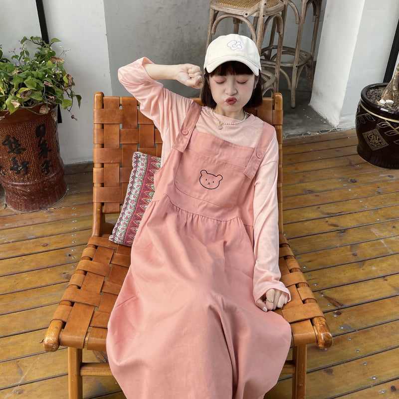 Gothic Lolita Harajuku Style Clothing Printed Suspender Skirt Solid-Colored Sun Protection Long Sleeve T-shirt Suit