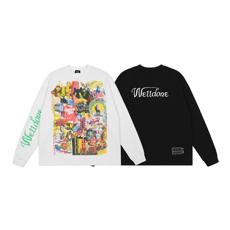 We11done Hoodie Graffiti round Neck Loose Men's and Women's Long Sleeves Sweatshirt