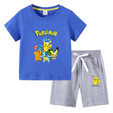 Children Pokemon Pikachu Tshirts & Shorts Cotton Short Sleeve Shorts Two Pieces Neutral