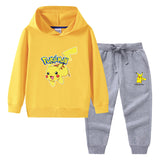 Children Pokemon Pikachu Hoodie & Pant Set Hooded Sweater Trousers Two-Piece Baby Cotton Sweater Set