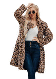 Beth Dutton Outfits Long Leopard Print Suit Collar Faux Fur Coat Women's Coat Autumn and Winter