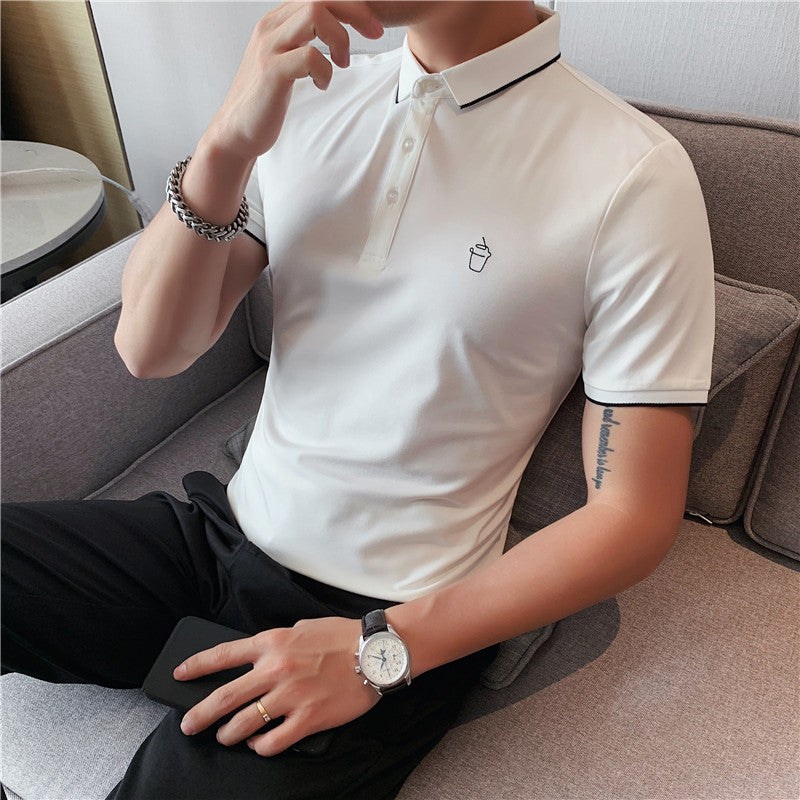Men Polo Shirts Embroidered T-shirt Slim Lapel