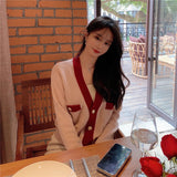 Preppy Aethetic Outfits Autumn Pink Short Solid Color Knitted Sweater