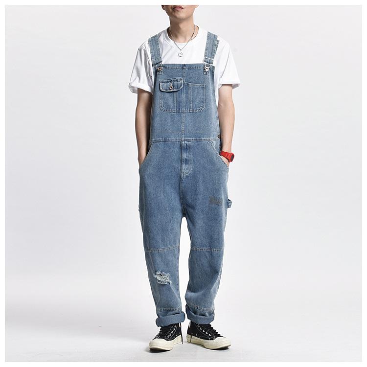 Denim Overalls Men's plus Size Retro Sports Trousers Jumpsuit Suspenders Men Denim Overalls