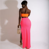 Women Top & Skirt 2 Piece Set Summer Cropped Tank Top High Waist Hip Skirt Suit