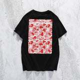 Shark Print T Shirt Casual White Letter Crew Neck Summer Pullover Short Sleeve T-shirt