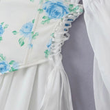 Vintage Empire Waist Dress Autumn Complex Flared Sleeve Waist Lace-up Dress