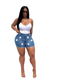 Women Plus Size Denim Shorts High Elastic Slim Fit Denim Shorts