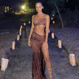 Music Festivals Rave Outfits Dress Sexy Backless Slit Sheath Slim Dress