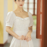Women cottagecore Dress White Long Dress Fairy Summer Complex Dress