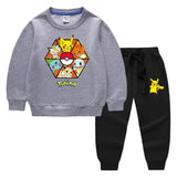 Children Pokemon Pikachu Hoodie & Pant Set Sweater Suit Solid Color Cotton Warm Trend