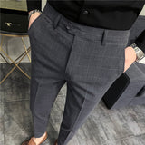 Men Trousers Casual Pants Slim Fit Light Business Professional Suit Pants