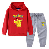 Children Pokemon Pikachu Hoodie & Pant Set Sweater Trousers Two-Piece Baby Cotton Suit