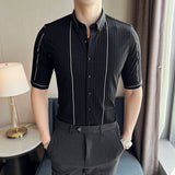 Men Shirts Slim-Fit Stretch Half-Sleeve Shirt